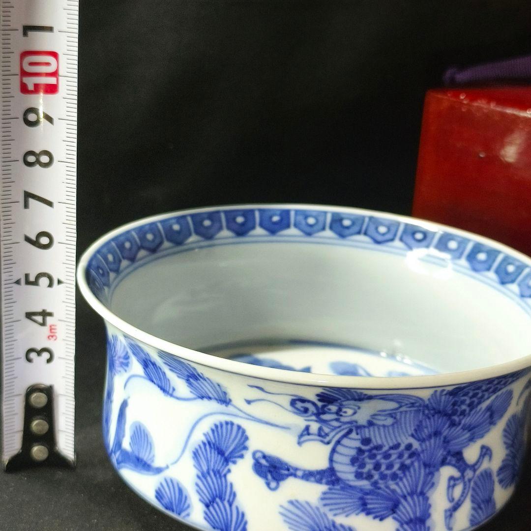 大明嘉慶年製 染付お碗 手描き龍魚文 中国骨董 古美術 アンティーク 蒐集家放出