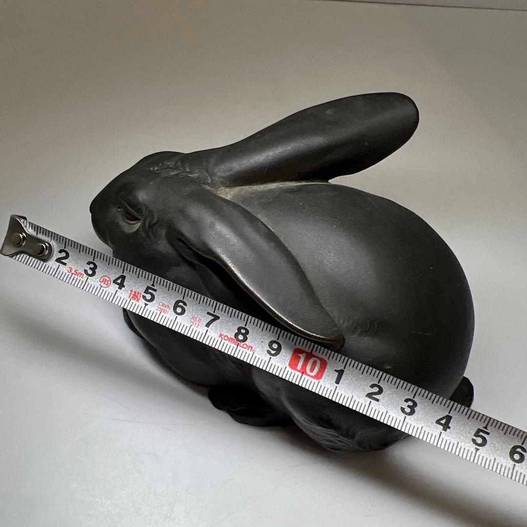 専用　義勝在銘　ブロンズ銅製ウサギ置物　1491g 東Y8-0130☆2Fトヒカ