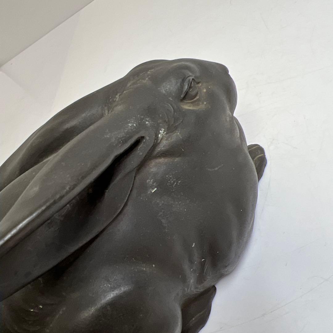 専用　義勝在銘　ブロンズ銅製ウサギ置物　1491g 東Y8-0130☆2Fトヒカ