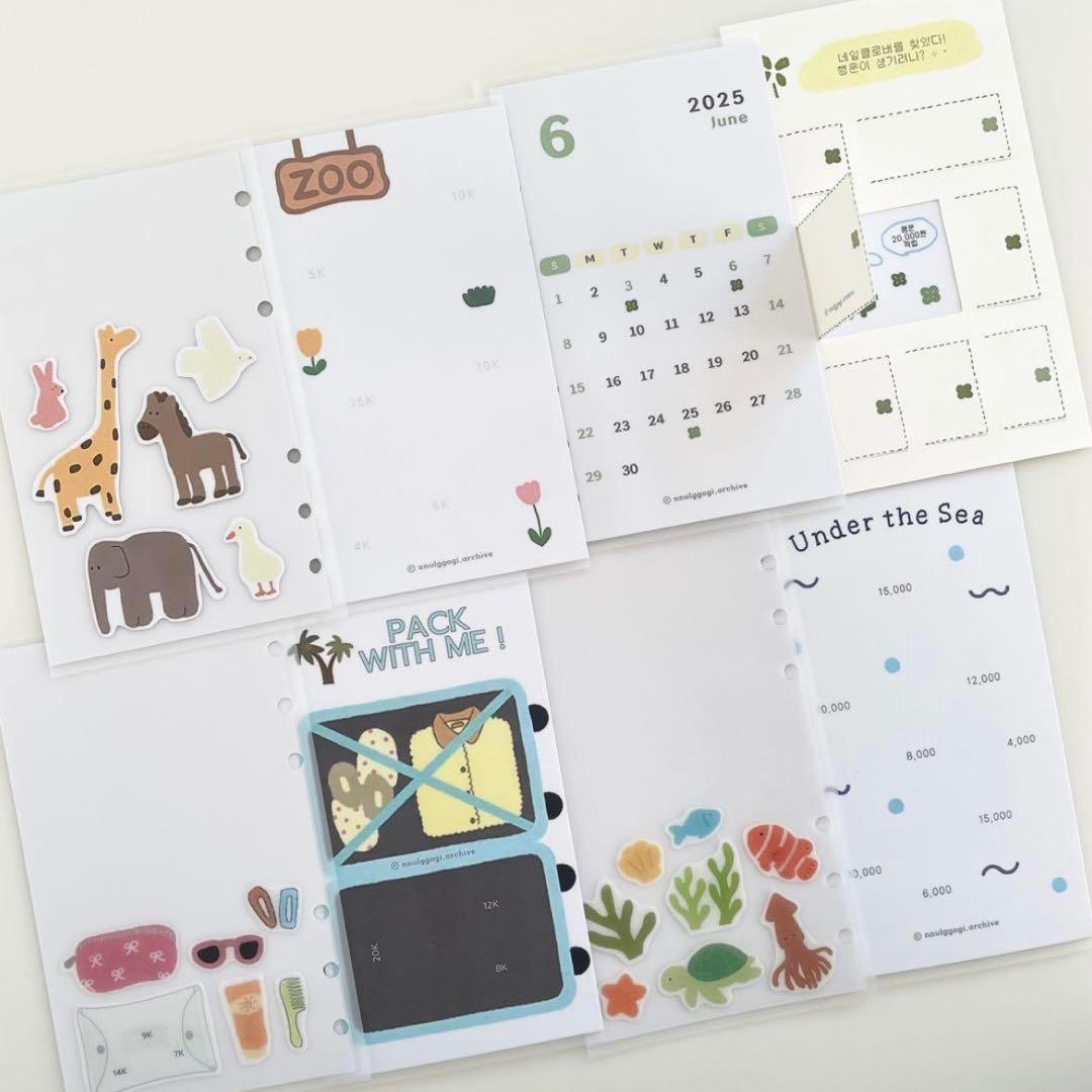 もも　韓国　貯金　バインダー　ダブルリングバインダー　白　14 黒　4