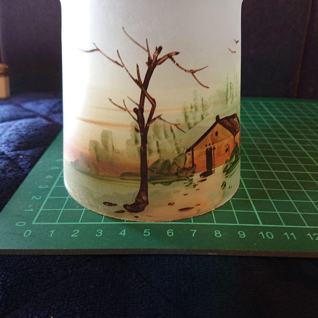 イギリス田舎の夕焼け風景、手描きランプシェード、アンティーク