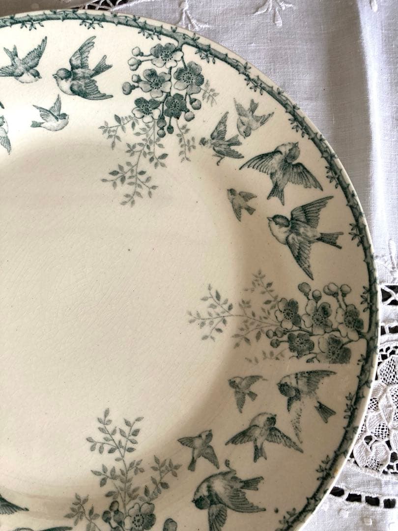 フランスアンティーク　ショワジールロワ　プレート　平皿　小鳥