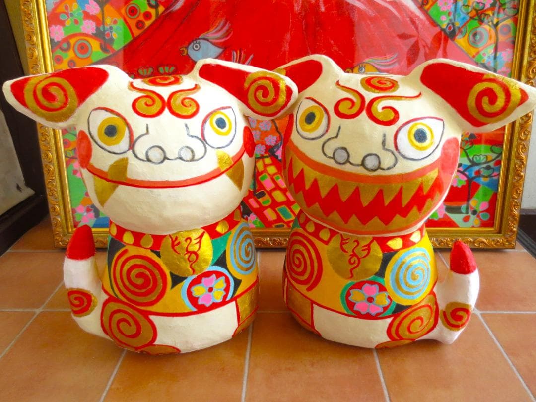 張り子　ジャンボシーサー　ラッキーアイテム　風水　置物
