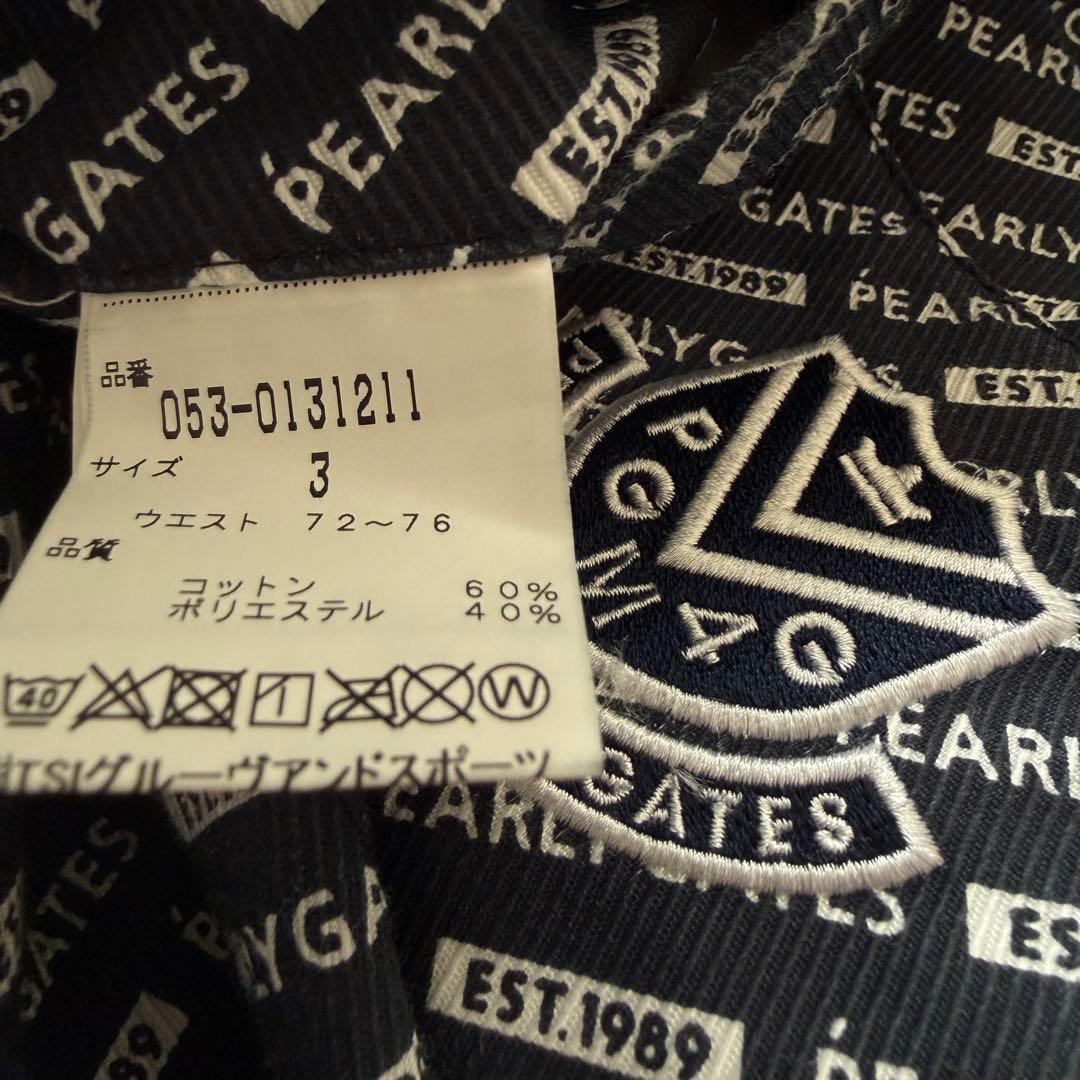 パーリーゲイツ　パンツ　総柄　紺　ネイビー　S〜M相当　コットン素材　生地厚　3