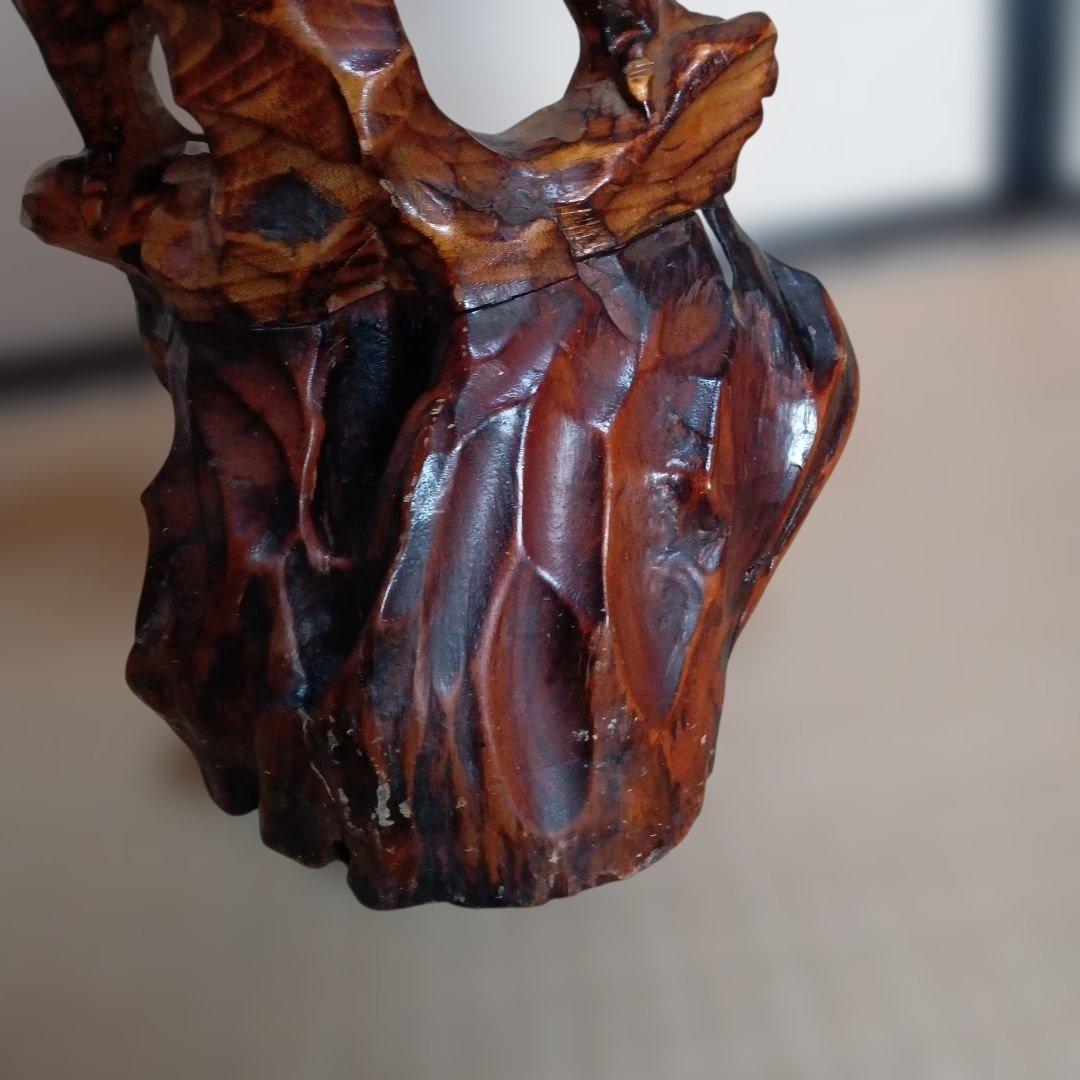 大型 木彫り 鷲 置物 一刀彫 彫刻芸術品 ヴィンテージ 民芸品 インテリア