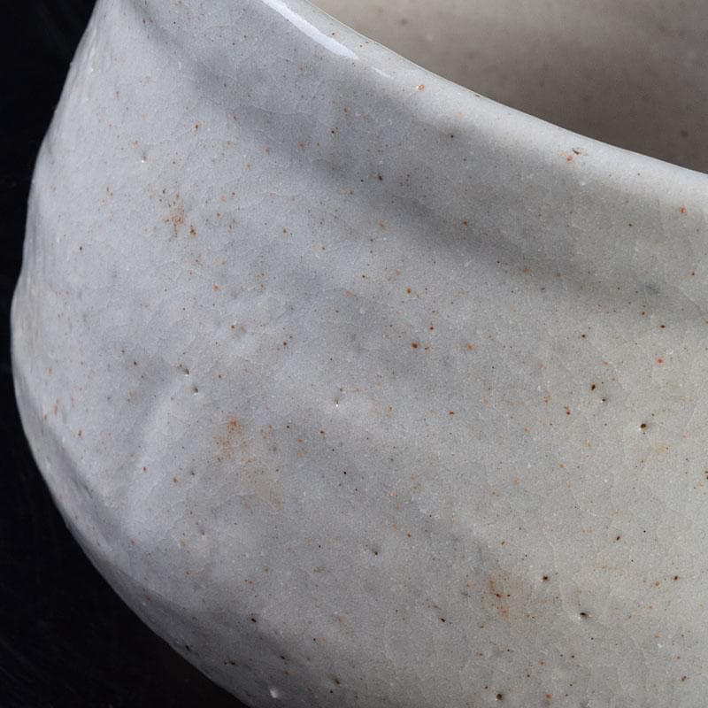 北大路魯山人作　志野焼　草文　茶碗　仕覆付　共箱　M　R9329