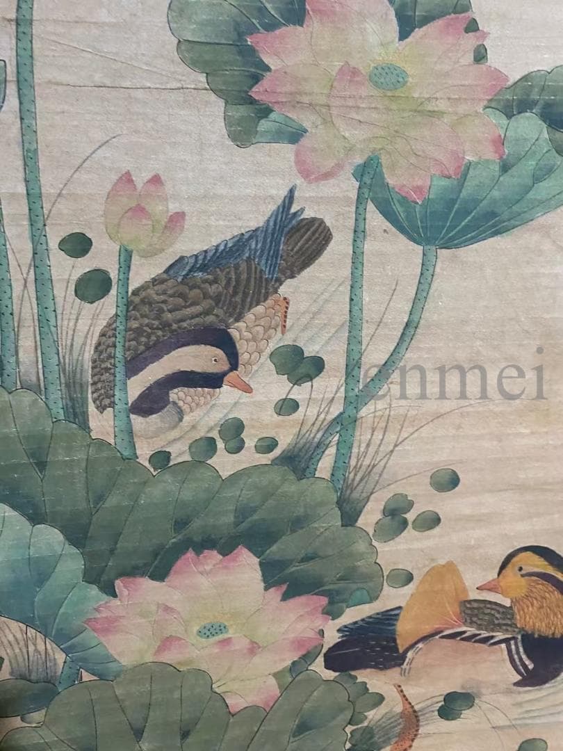 中国古美術・旧藏・五代風・徐熙款・花鳥図・手描き中堂画・掛軸・宣紙・書画・骨董