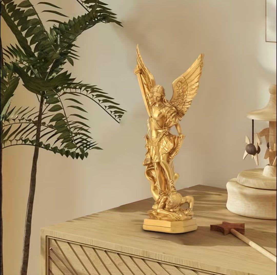 大天使ミカエル像 ゴールド 彫刻風 置物 インテリア