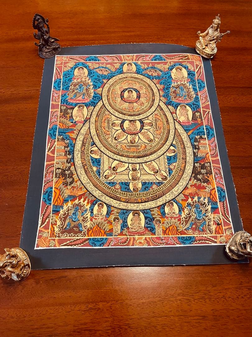 チベット密教 手描き曼荼羅（マンダラ）タンカ【新品・一点物】肉筆画 Ｄ6