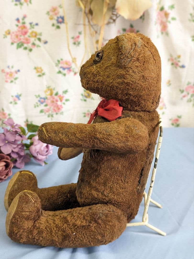 フランス アンティーク テディベア 34cm 1950年代 パッチワークあり