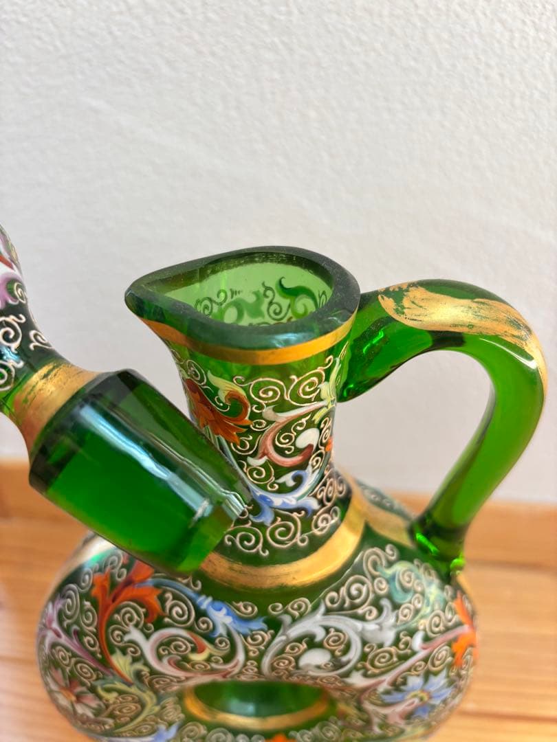 MOSER モーゼル　美しいガラス製ピッチャー 緑　金彩