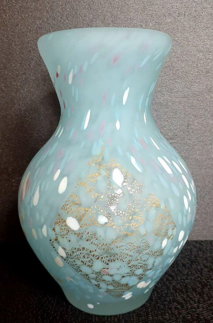 【真作保証❗️】文化勲章受章作家　ガラス工芸界重鎮【藤田喬平】作　手吹金彩花瓶