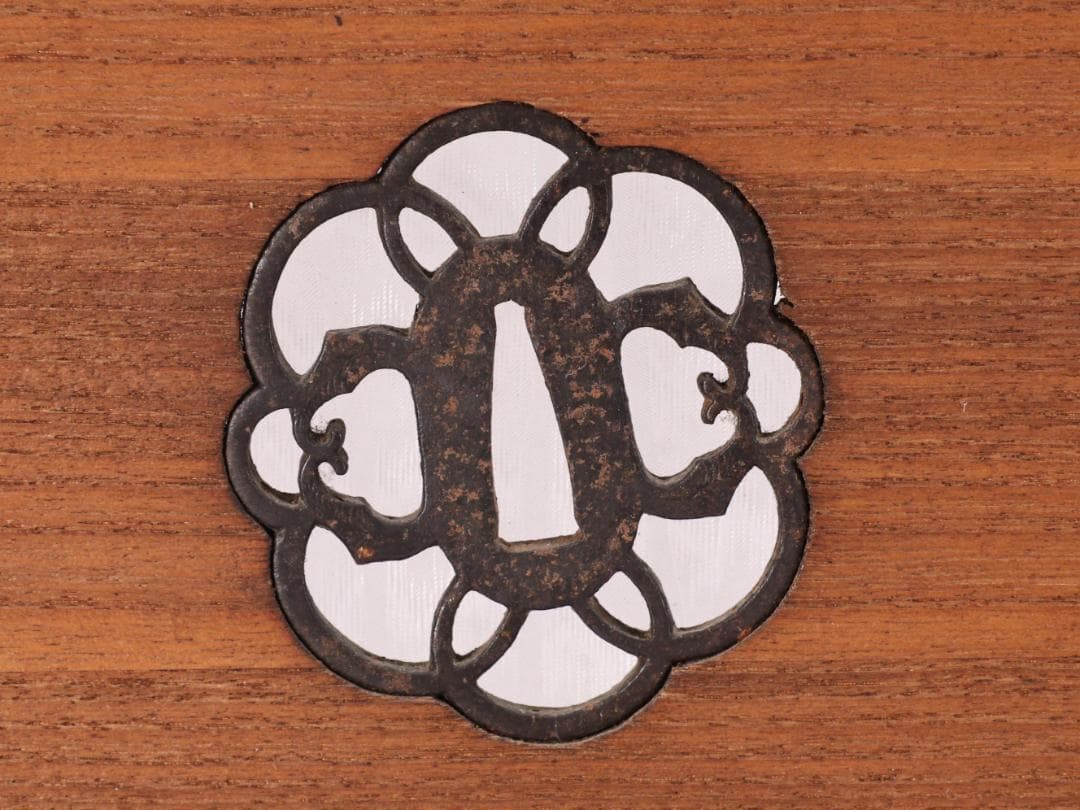 BK181　書院欄間　透かし彫り　さくら図　鍔象嵌　武具　刀剣 和室 茶室