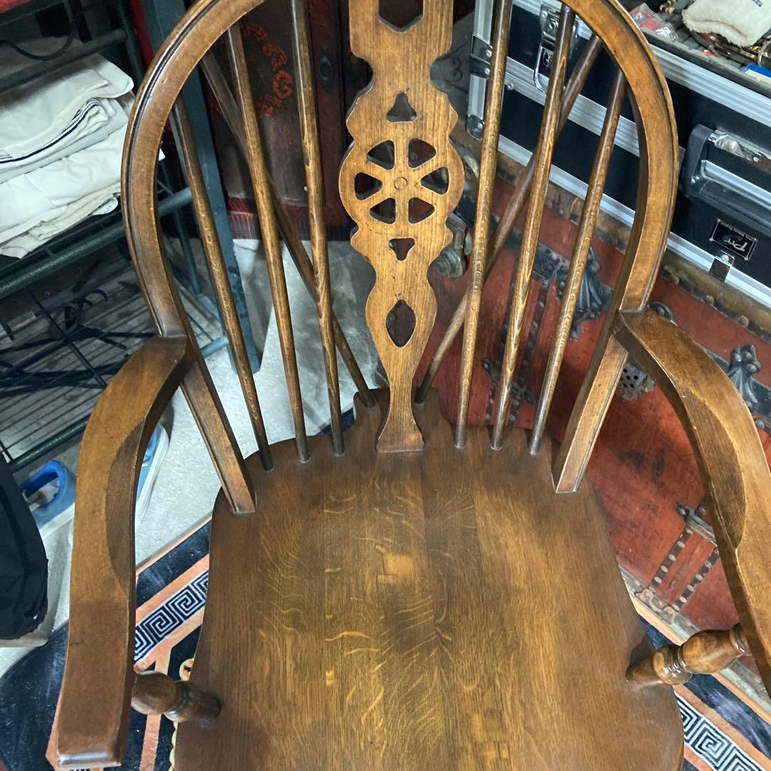 ⭐️英国木製ホイールバックアームチェア　イギリスアンティーク