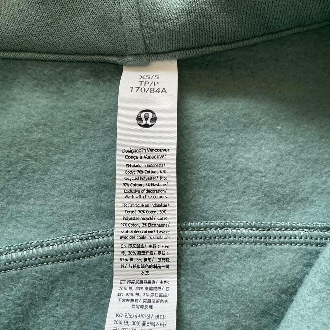 lululemom Scuba オーバーサイズ フルジップフーディ　緑　XS