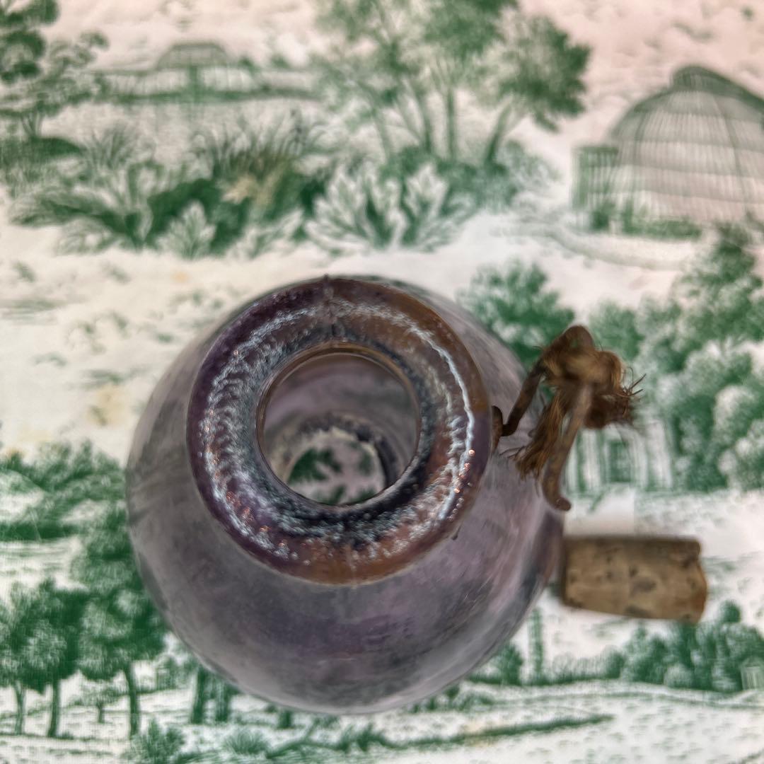 稀少ワンダーデコールイギリスアンティーク古いガラス虫取り瓶FlyTrapパープル