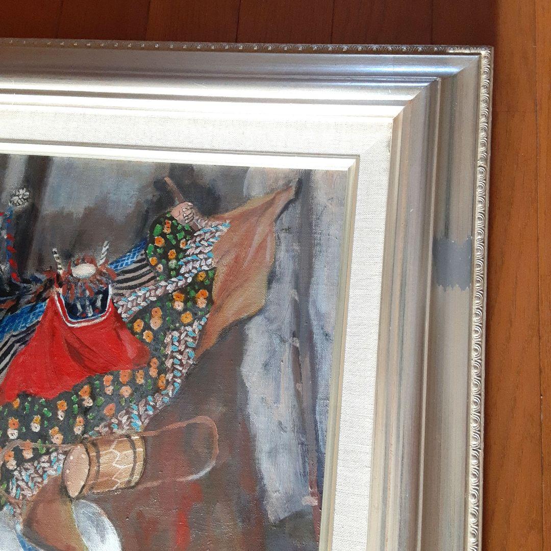 絵画　油彩　黒澤國昭　鹿子踊　ししおどり　F6号