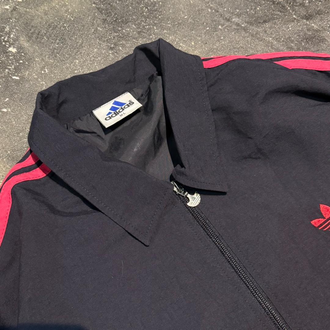 90s adidas トレフォイル刺繍 3ストライプ セットアップジャージM-L