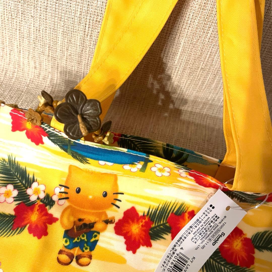 激レア‼️日焼けキティハワイアンバッグ 新品未使用品、ハイビスカスチャーム付き