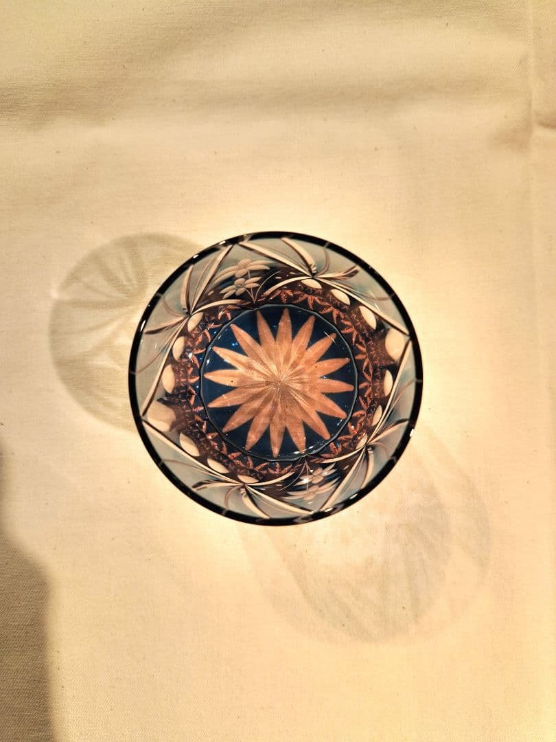 江戸切子　花籠文様 　ミニオールド　硝子　グラス　　M-3067-BP
