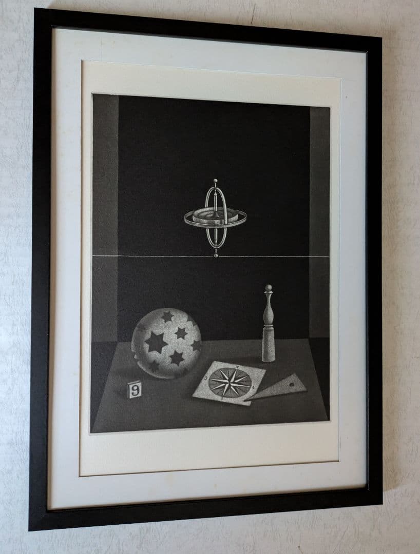 o長谷川潔の500部限定作品 「ジロスコ―プのある静物画」真作保証