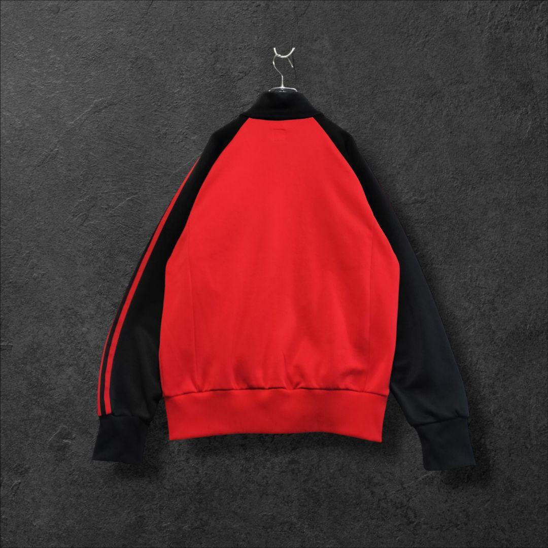 ★人気　アディダス　ジャージ　トラックジャケット　刺繍ロゴ　レッド×ブラックL
