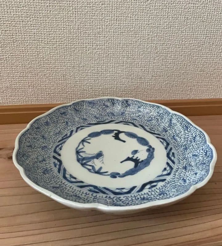 古伊万里　太明成化年製　微塵唐草　中皿