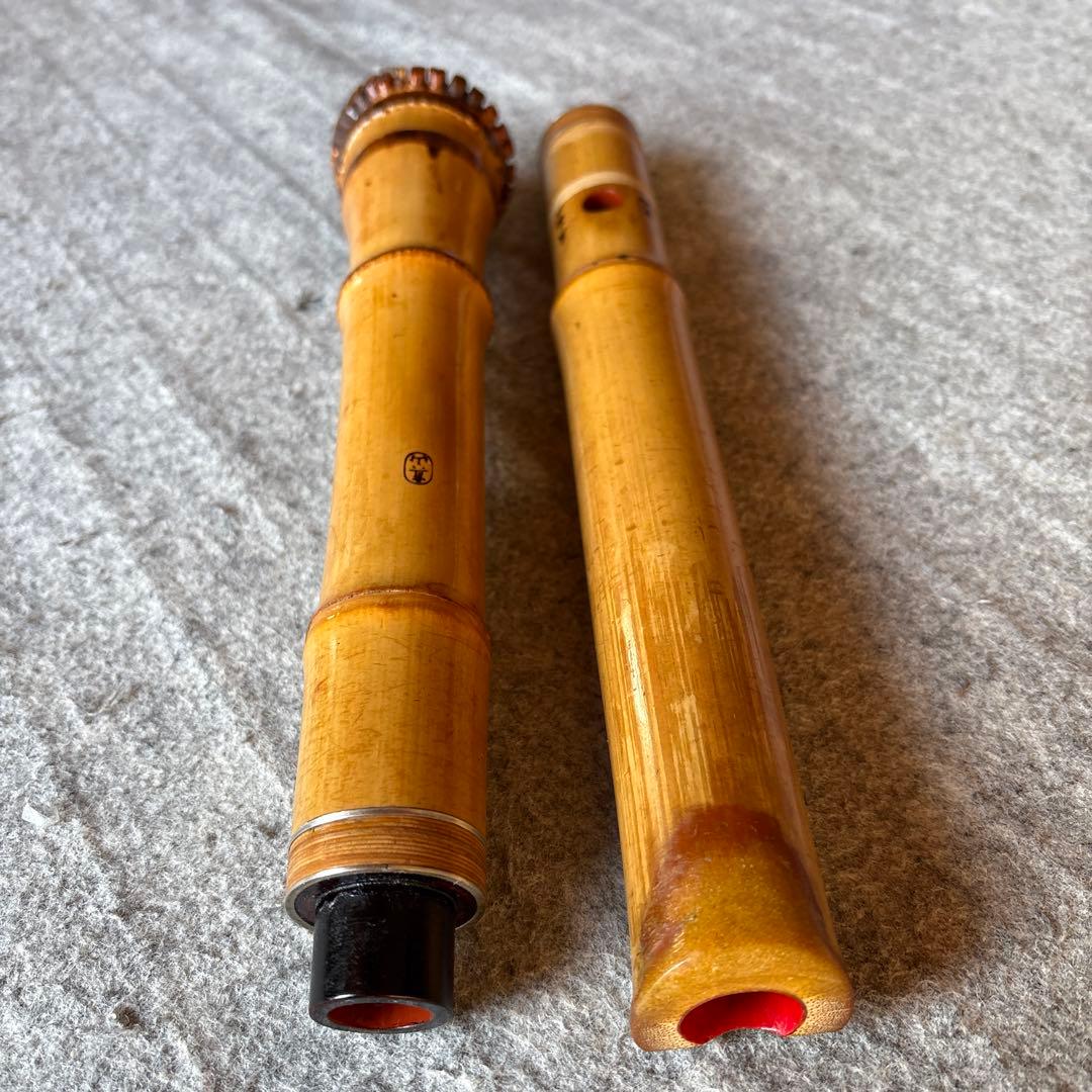253⭐️尺八　一尺八寸管　真山銘三印歌口白金巻き