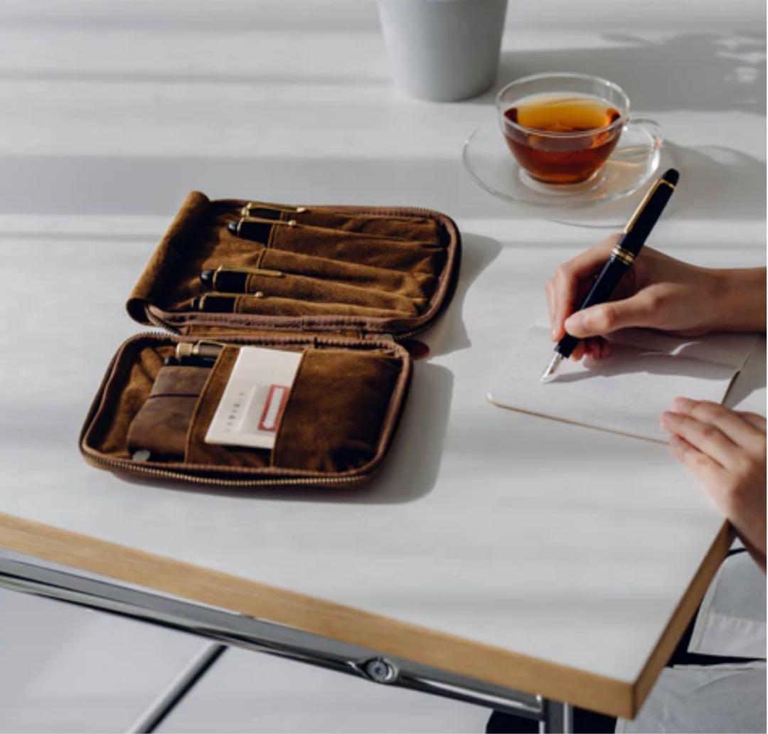 令*P様 &Liebe 「開くたびときめく」文具ポーチ スムースブラウン 栃木レ