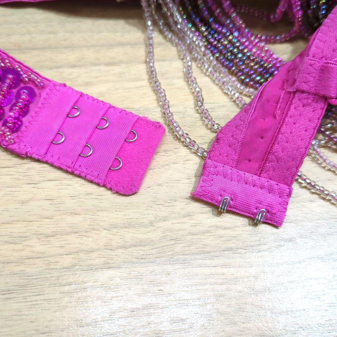 美品　ベリーダンス衣装　セットアップ　ブラベルト　ピンク