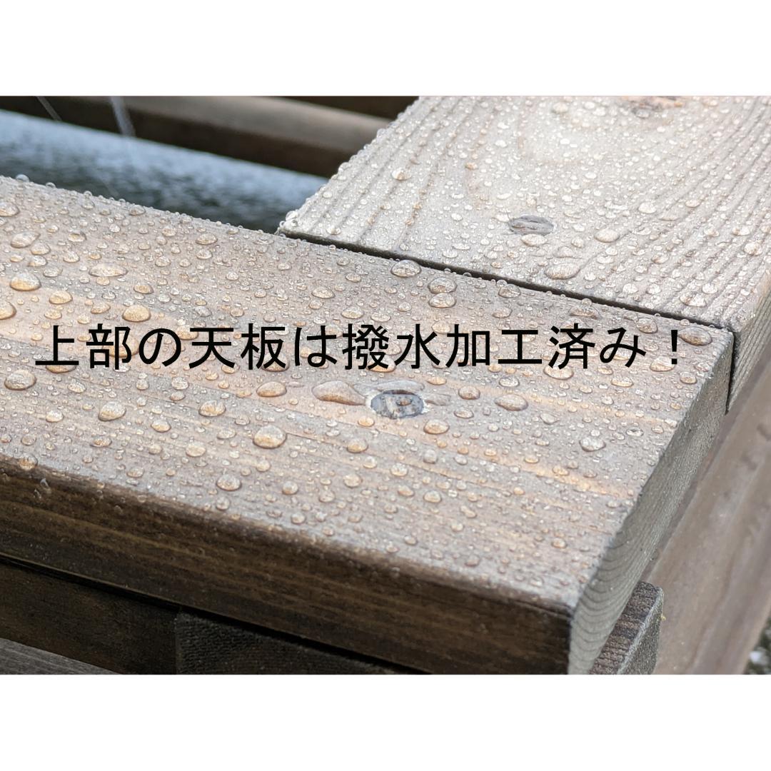 深さの有るビオトープ 120L　角型タライ＆木枠セット（3D防鳥網付き・棚付き）