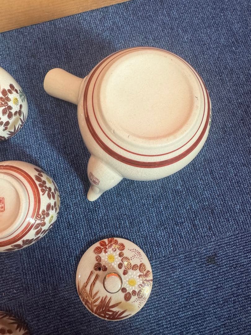 1767 九谷焼　茶器セット　急須1客　湯呑5客　未使用