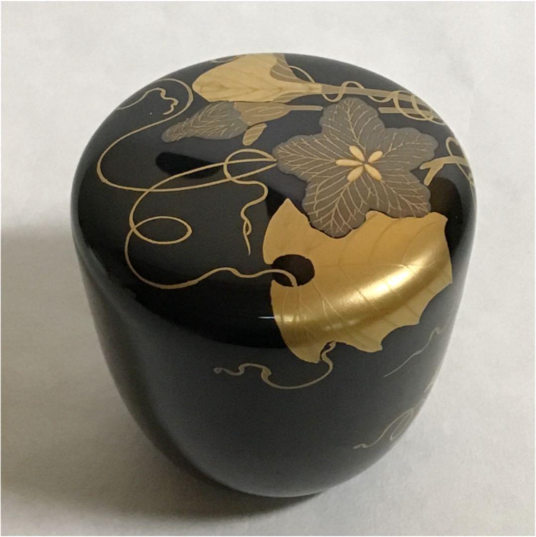 【茶道具】中棗　夕顔蒔絵　中村宗悦作