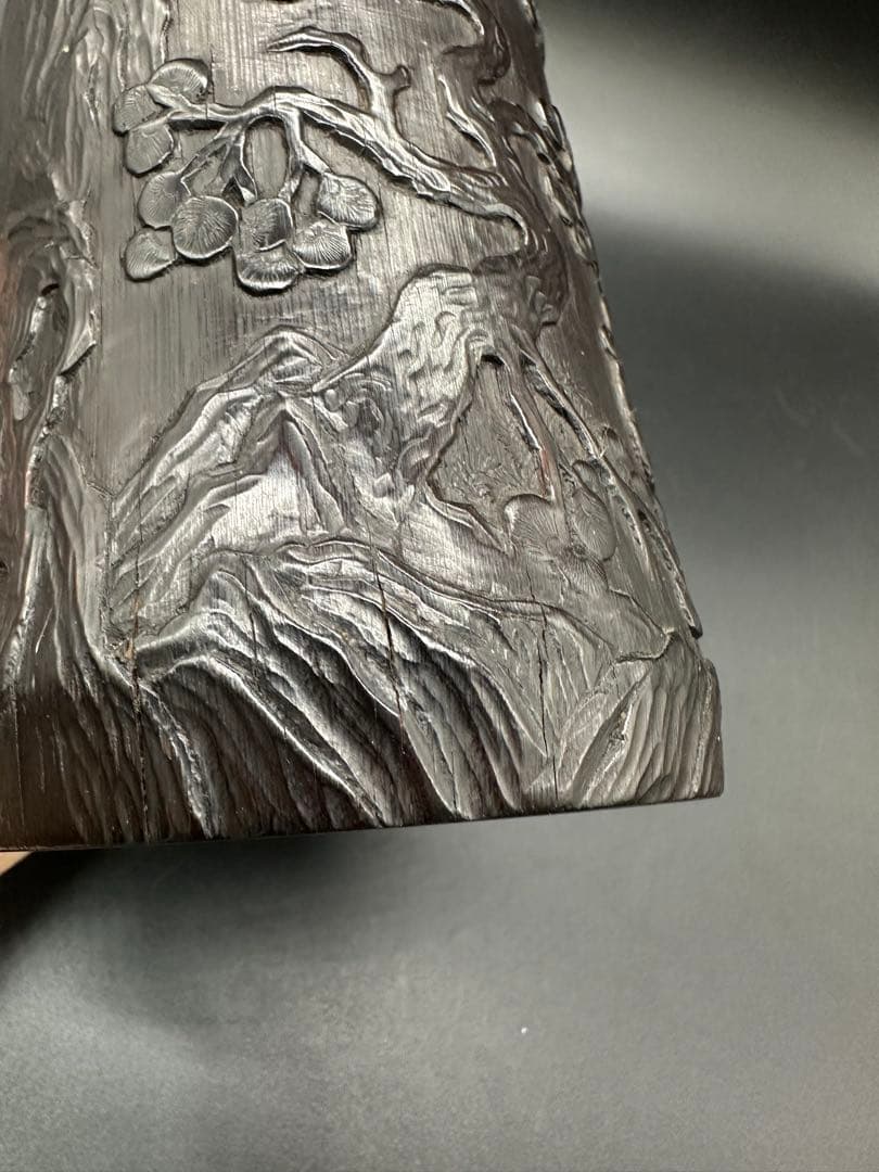 Myday公式アカウント01 竹彫　筆入　筆筒虎　清時代　竹　骨董　古美術