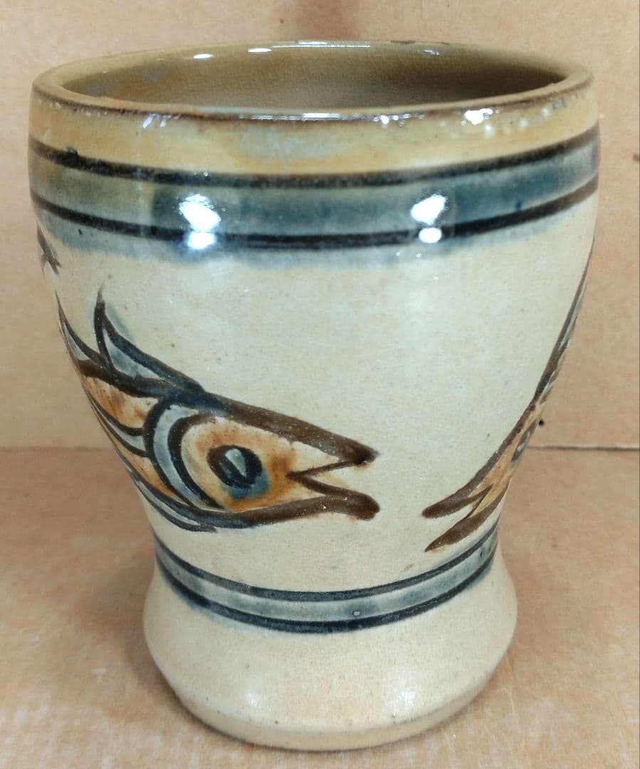 最高傑作【本物保証】人間国宝 金城次郎 壷屋焼ゴブレット 栞 共箱 美品 壺屋焼