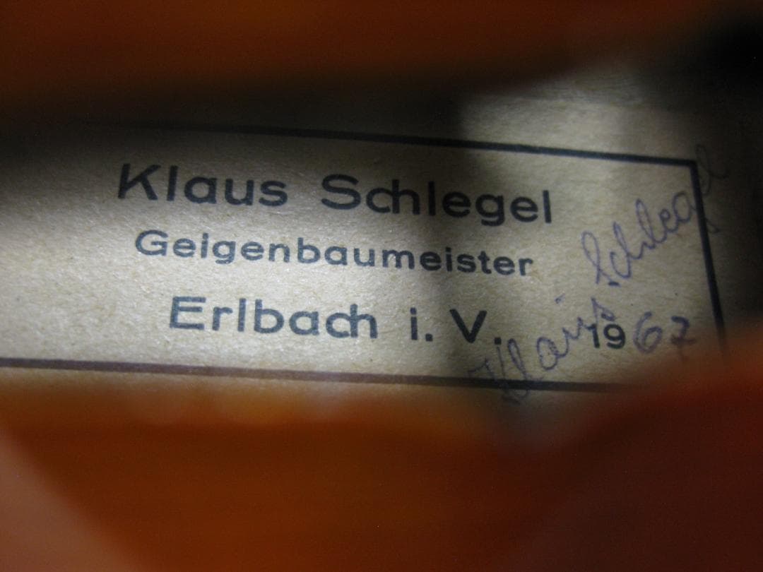 【銘器ドイツ製１枚板】 Klaus Schlegel 1967年製 バイオリン