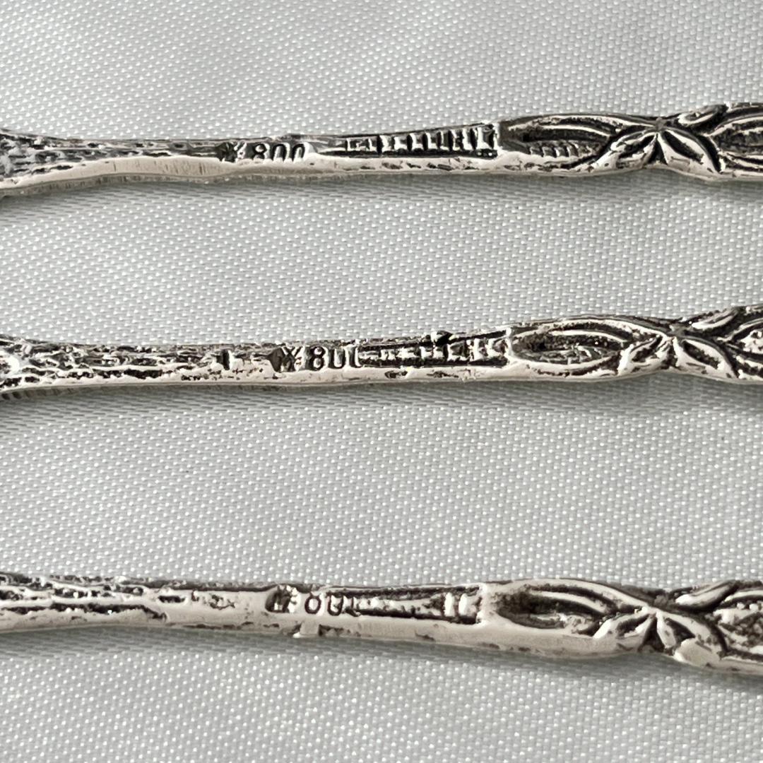 【ドイツ】 薔薇のピックフォーク 6本 / レリーフのホルダー【純銀】