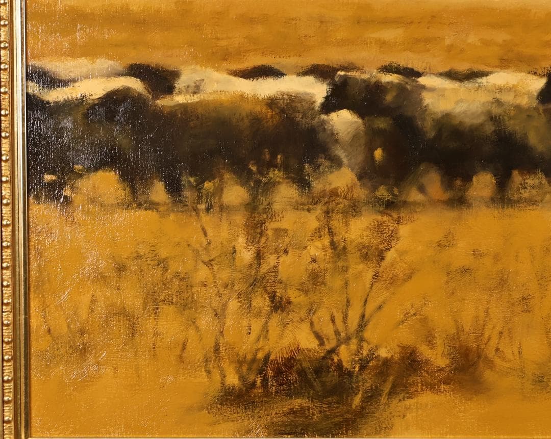 真作　藤田忠夫 「 郡羊 」 油彩F20号　 師:小磯良平　風土会　BJ240