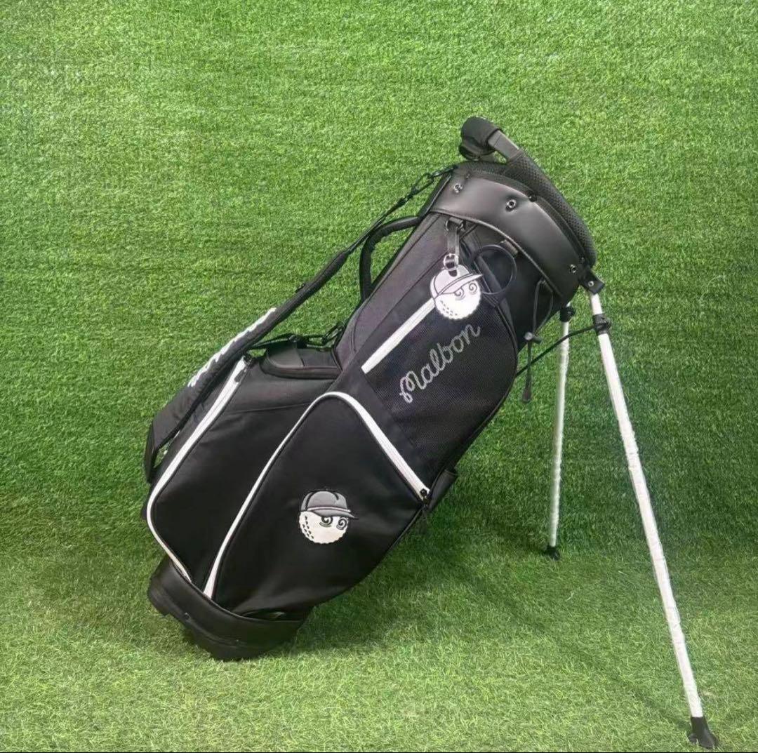 Malbon マルボンゴルフ キャディバッグ 軽量キャンバス ブラックスタンド型