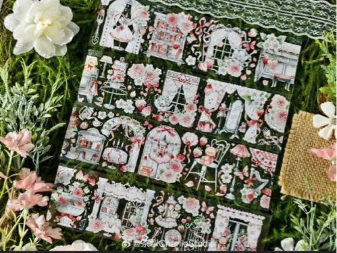 贝壳光 7cm×5m 白日甜梦 半端巻き　海外マスキングテープ　トルソー　窓　花