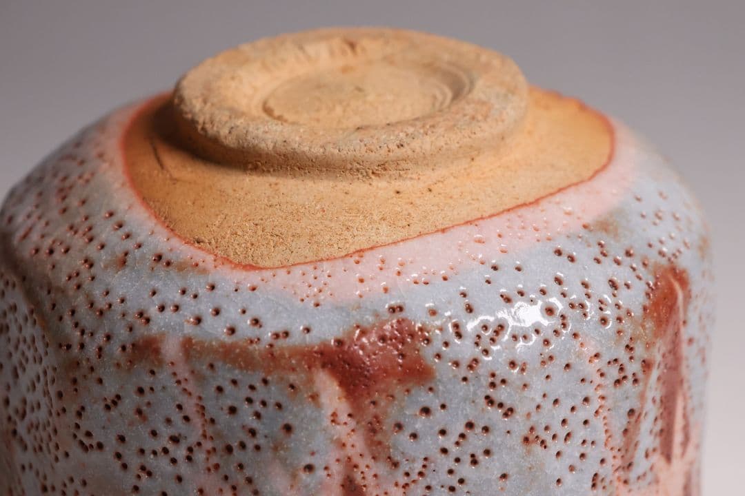 茶道具 源九郎窯 加藤健 鼠志野 茶碗 共箱・共布・略歴 陶芸【MA595】