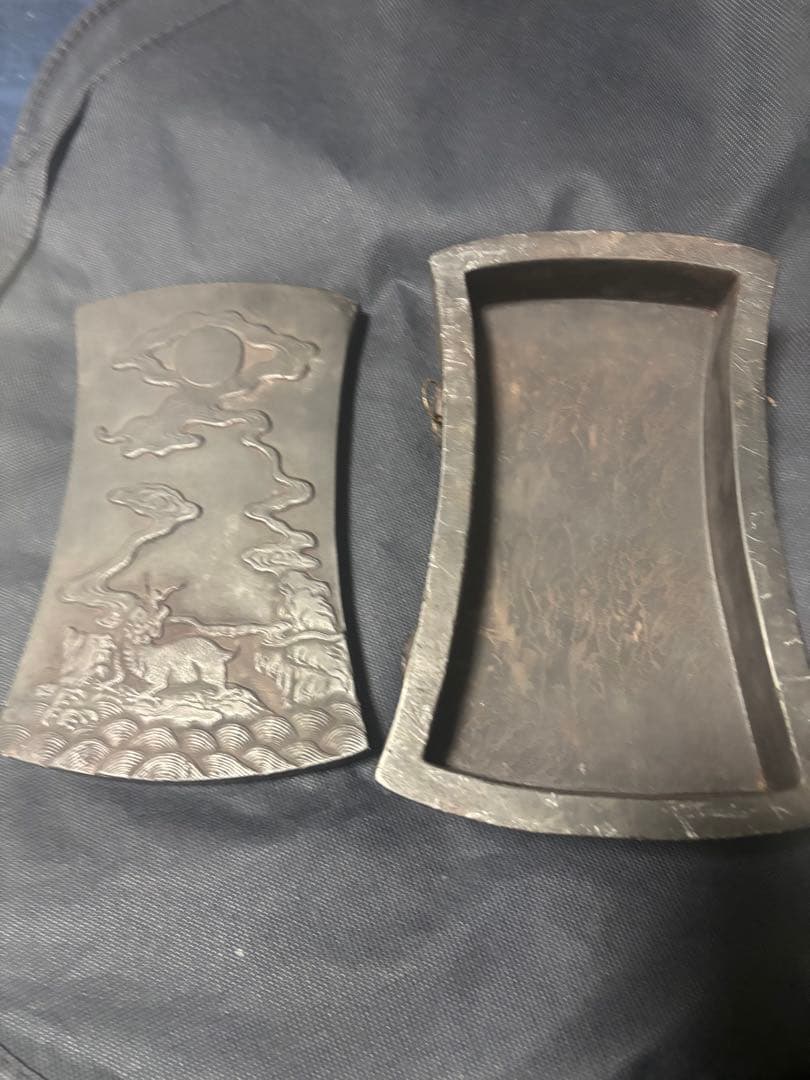 中国古美術品　神獣彫硯　雪浪金星硯　清の時代　高鳳翰