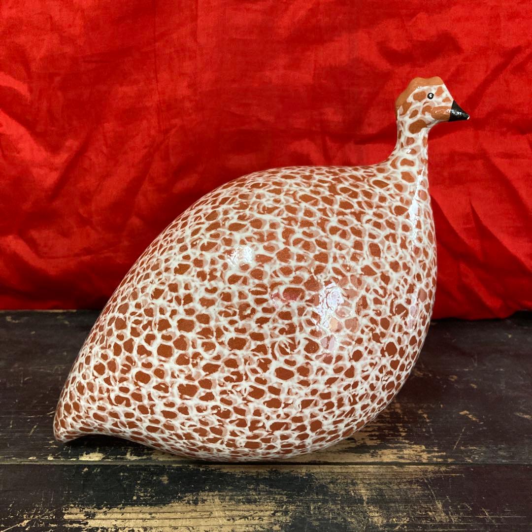 ホロホロ鳥　陶器オブジェ　置物　二体　ハイジ・カイヤール　インテリア雑貨