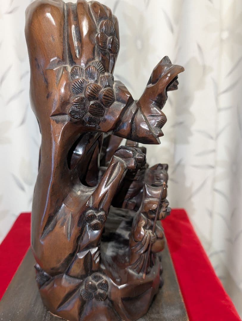 古美術　アート　木彫り　 　彫刻　『西遊記』　木台付