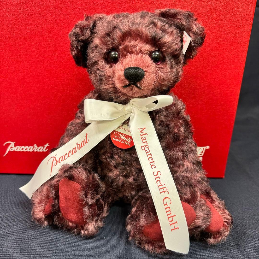 138-25 シュタイフ バカラ コラボ ペンダント付 テディベア ボルドー
