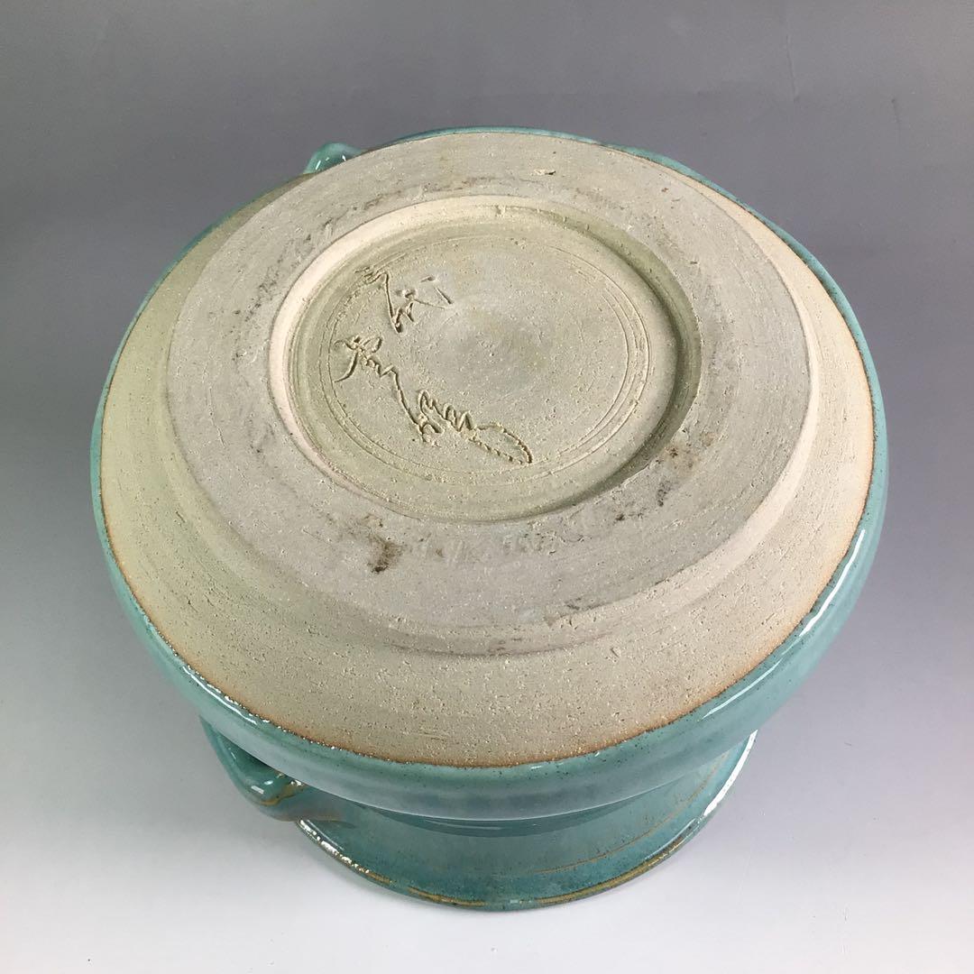 Ｒ６７　水指　『在銘』『青磁』『耳付水指』　木箱　茶道具