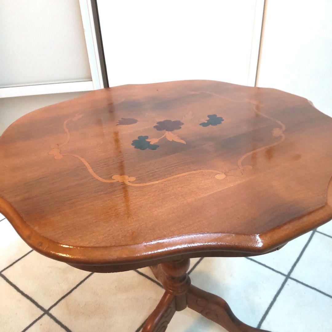 イタリア家具 象嵌細工 コーヒーテーブル サイドテーブル 波型天板 アンティーク