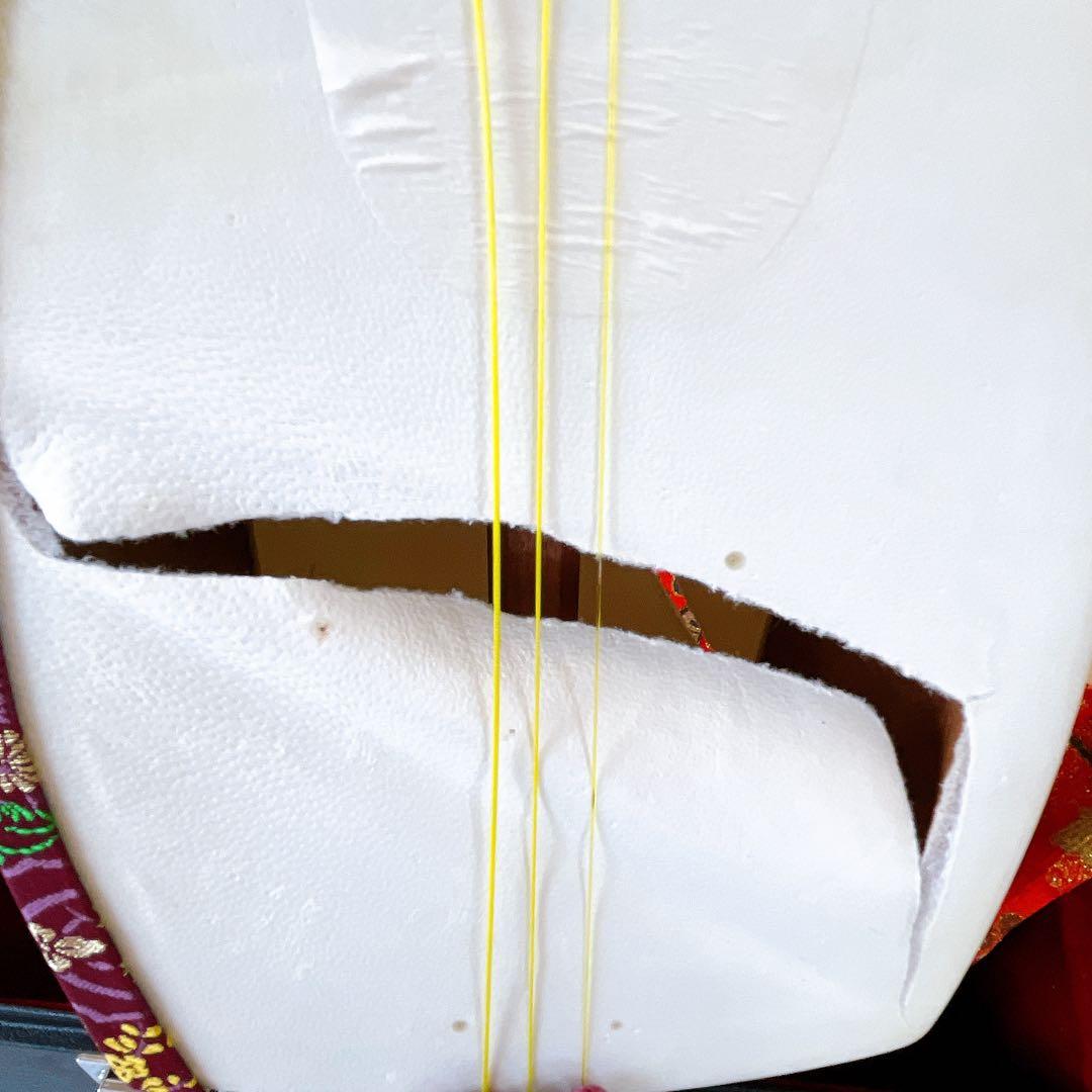 【現状品】三味線 ケース付き 和楽器 皮破れあり 紅木 紫檀