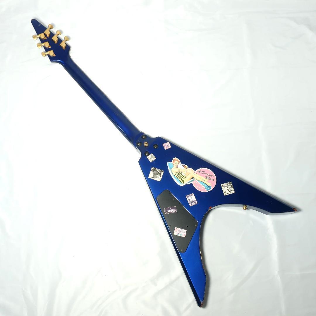 ヒ*デ様 Burny フライングV エレキギター ブルー GOTOHペグ装備