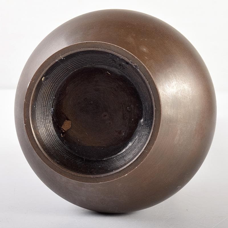 中国　古銅　双龍耳鶴首瓶　時代箱付　V　R5082B